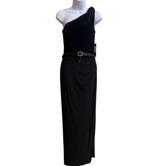 Lauren Elegant Black One-Shoulder Dress Size 6 - Picture 1 of 4